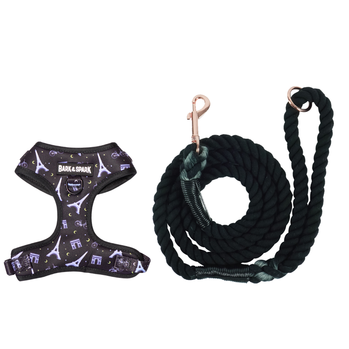 Dog Harness and Rope Leash Set - Paris – Bark and Spark