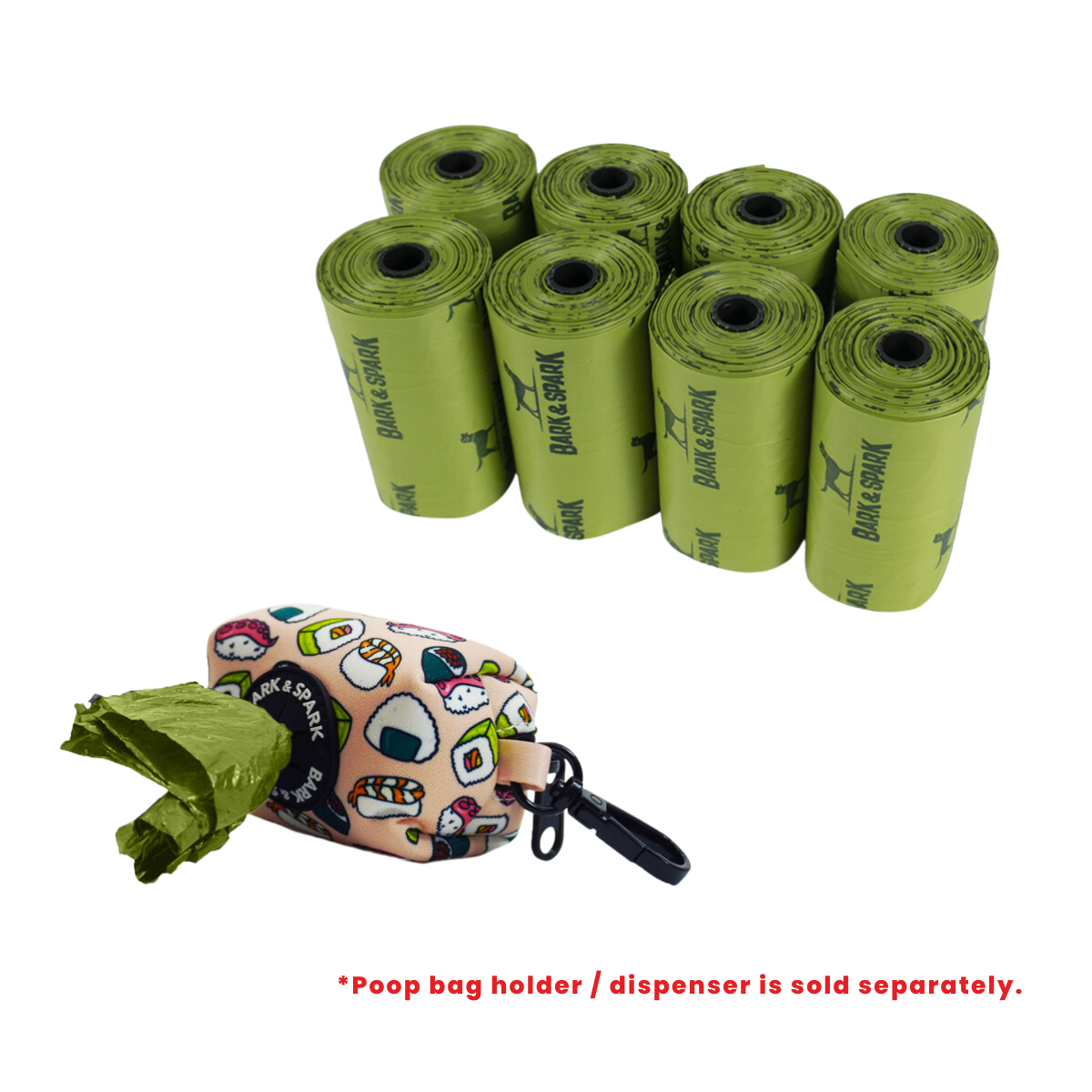 Dog Poop Bag Refill in Packs of 8 - Biodegradable, Unscented (8.5" X 12.5")