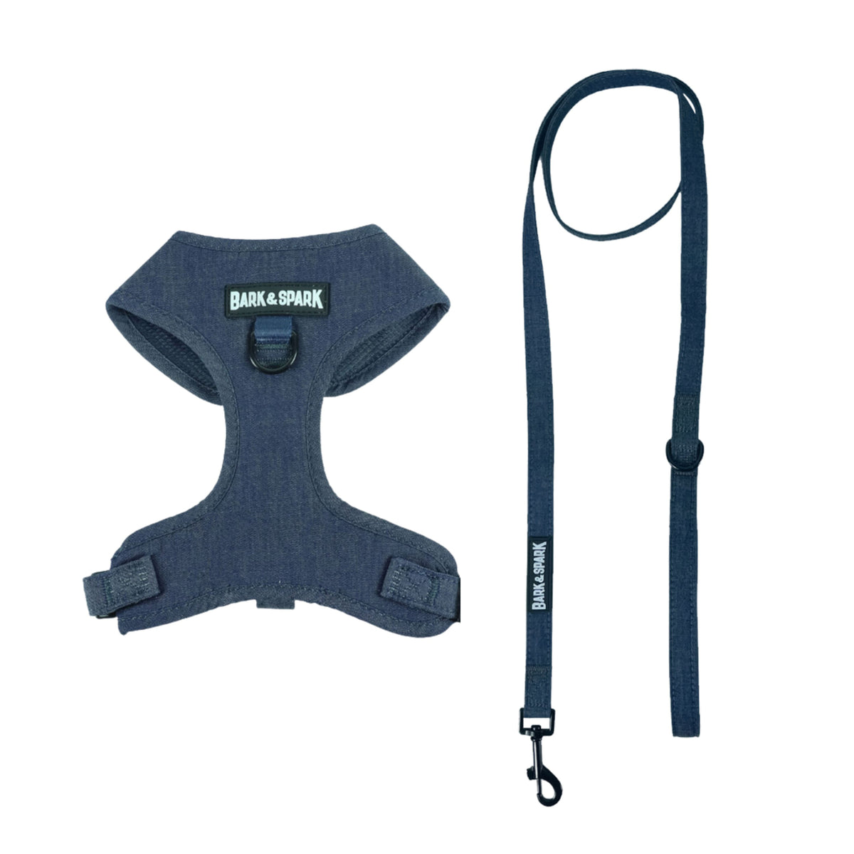 Dog Harness and Leash Set - Black Denim