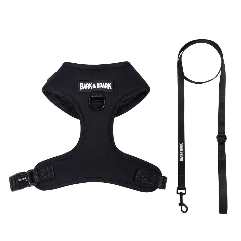 Dog Harness and Leash Set - Spandex Black