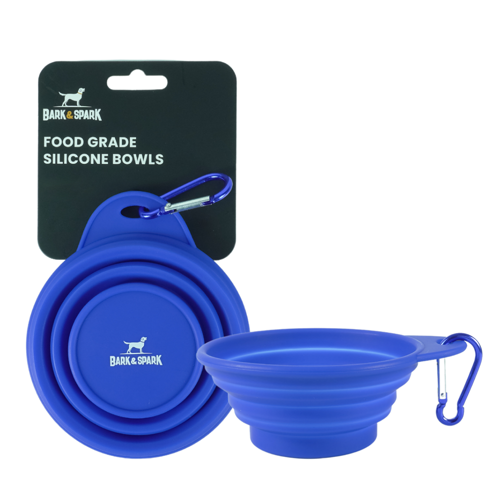 Collapsible Silicone Dog Bowl - Blue