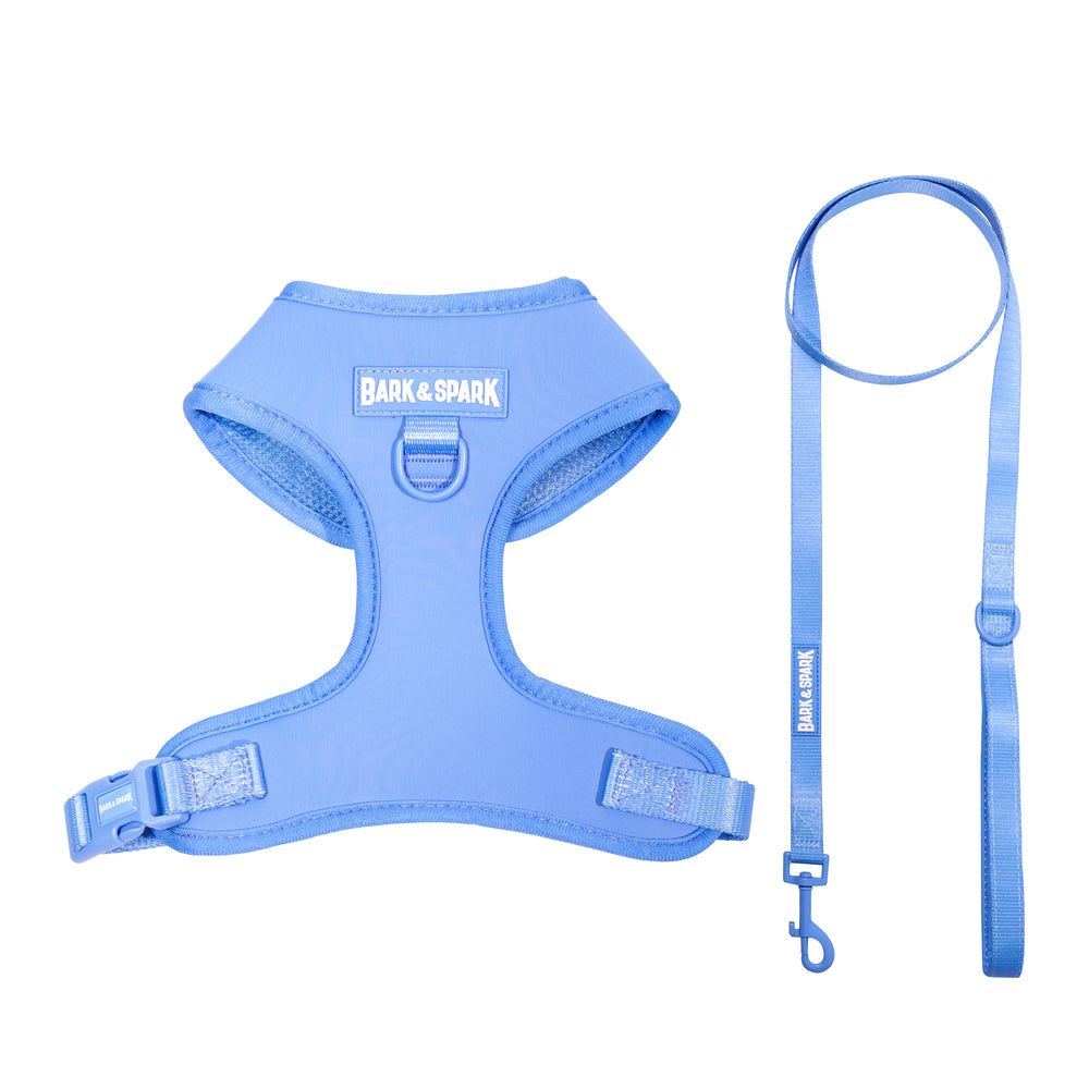 Dog Harness and Leash Set - Spandex Blue