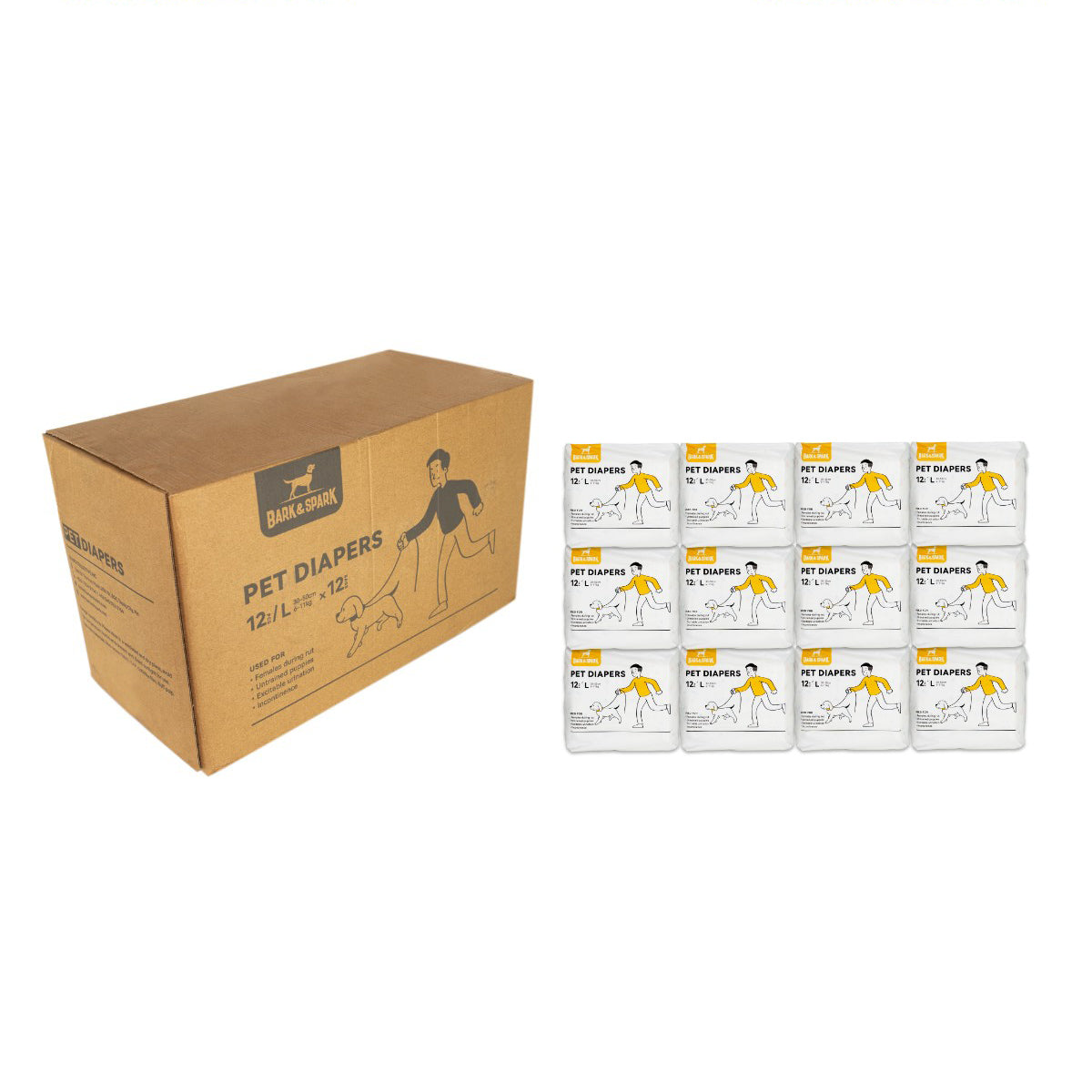 Dog Female Diapers - Box of 12 (144 pcs)