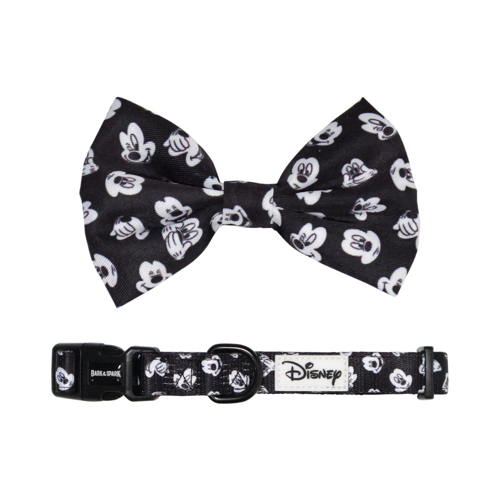 Official Disney Mickey Mouse (Classic Black & White)  Dog Collar and Bow Tie Set