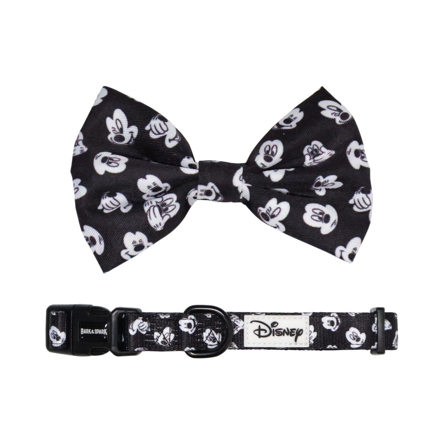 Official Disney Mickey Mouse (Classic Black & White)  Dog Collar and Bow Tie Set