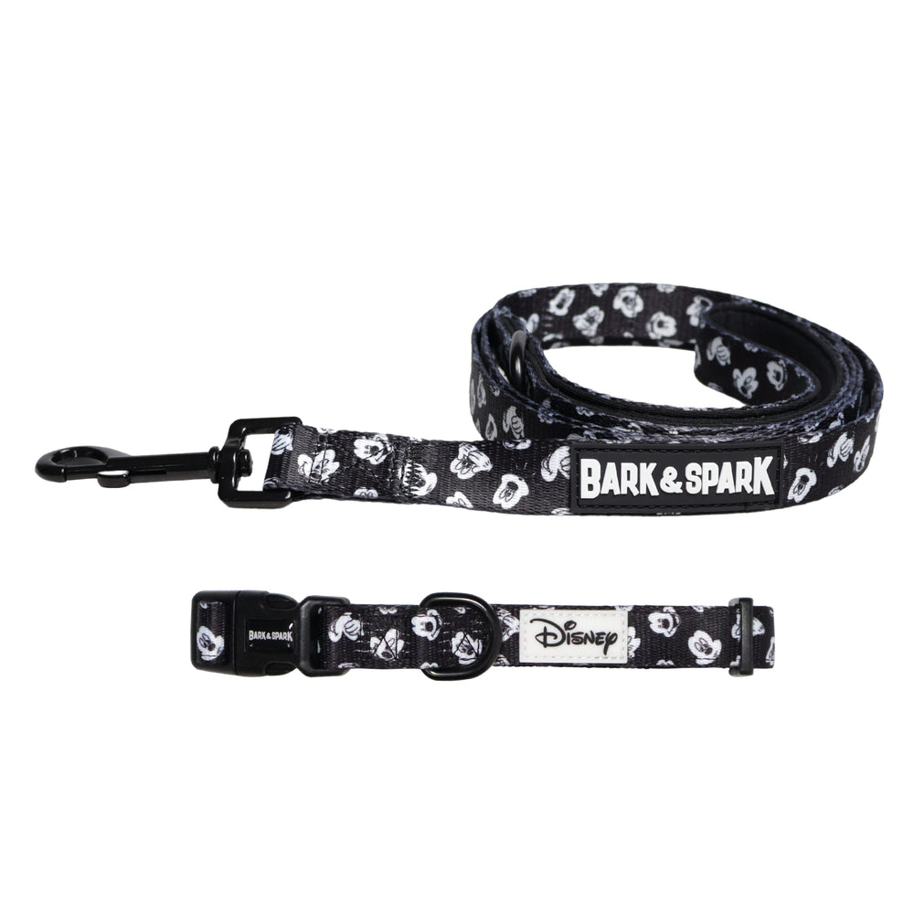 Official Disney Mickey Mouse (Classic Black & White)  Dog Collar and Leash Set