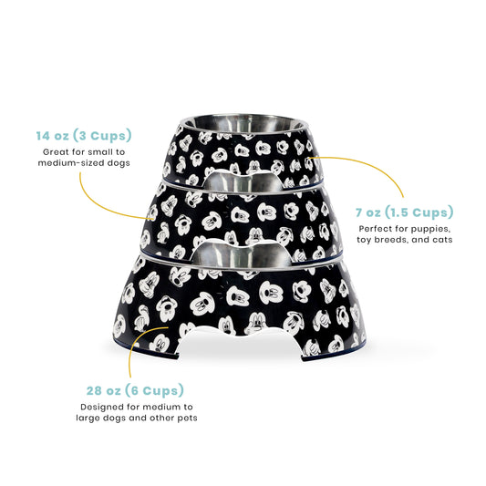 Official Disney Black & White Mickey Melamine Pet Bowl