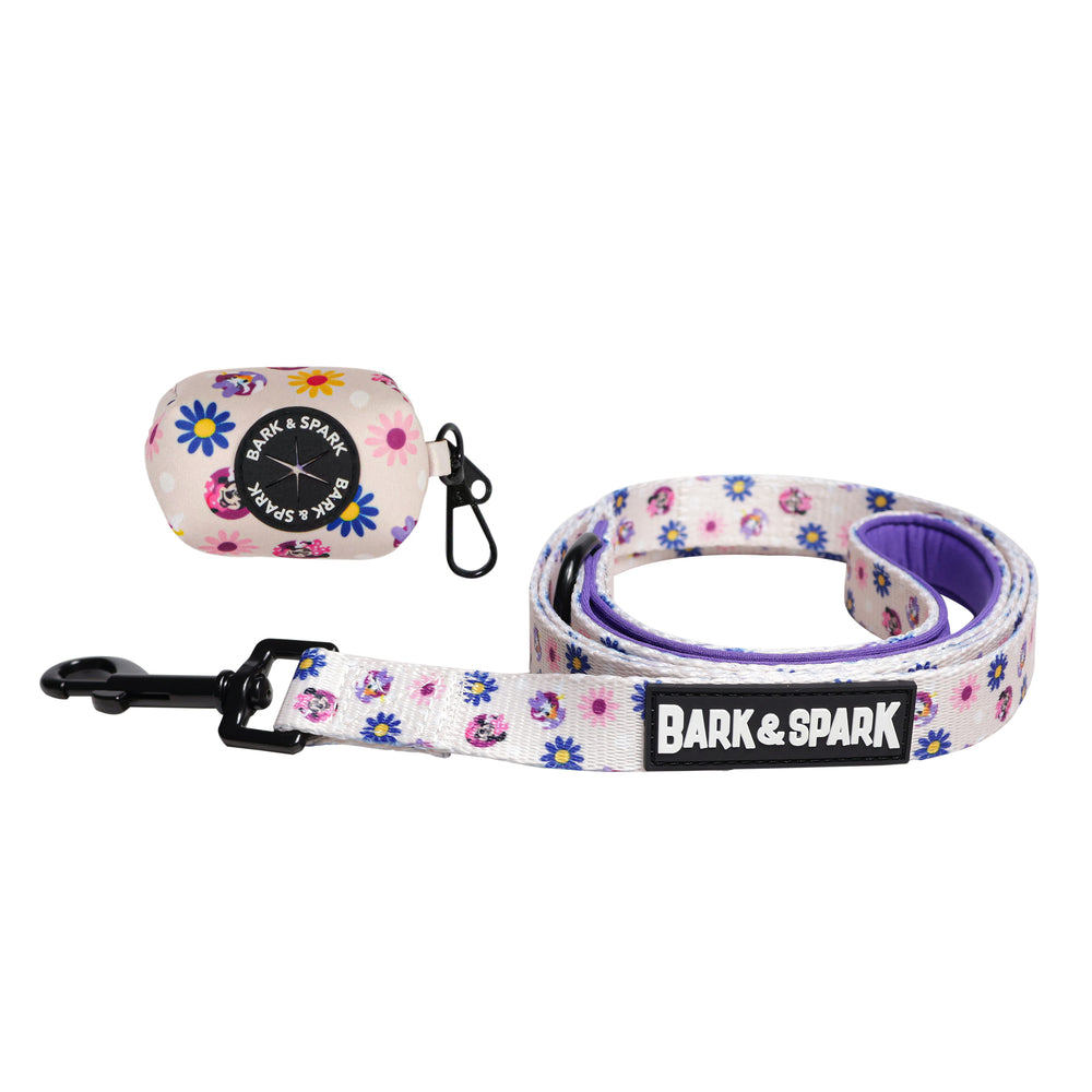 Official Disney Mickey & Friends (Flower Power)  Dog Leash and Poop Bag Holder Set