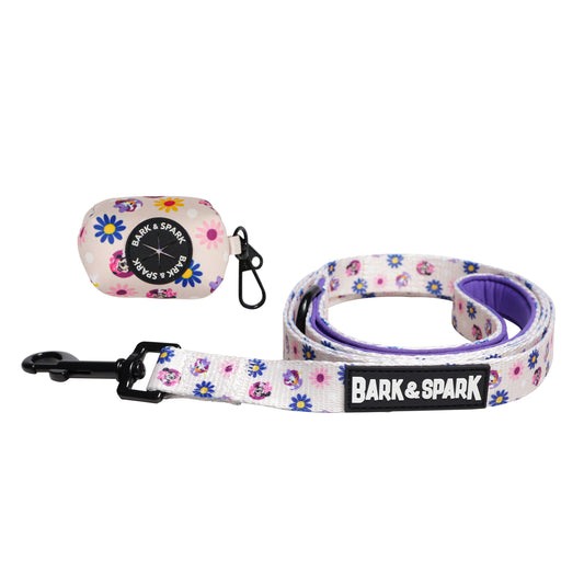Official Disney Mickey & Friends (Flower Power)  Dog Leash and Poop Bag Holder Set