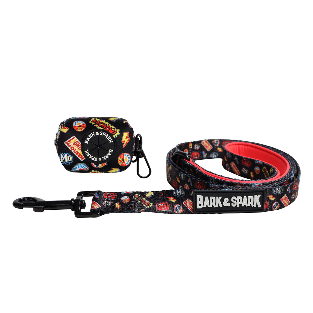 Official Disney Cars (Sticker Mania) Dog Leash and Poop Bag Holder Set