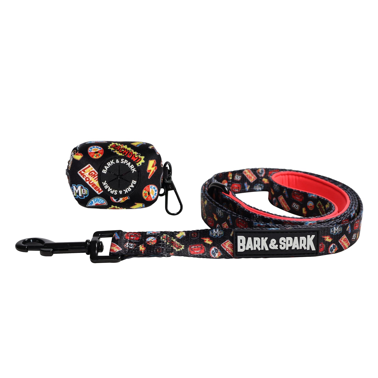 Official Disney Cars (Sticker Mania) Dog Leash and Poop Bag Holder Set