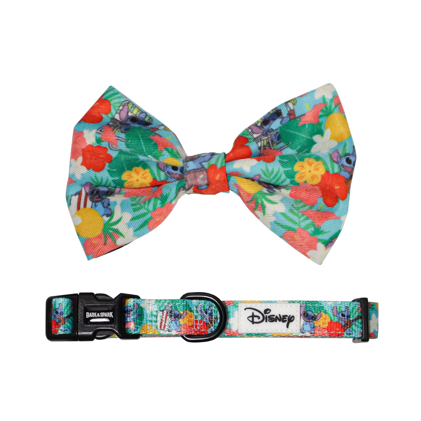 Official Disney Lilo & Stitch (Hawaiian Vibes) Dog Collar and Bow Tie Set