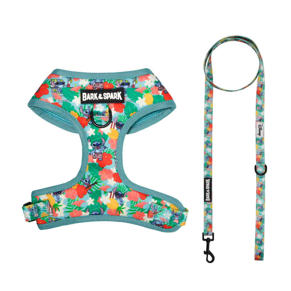 Official Disney Lilo & Stitch (Hawaiian Vibes)  Dog Harness and Leash Set