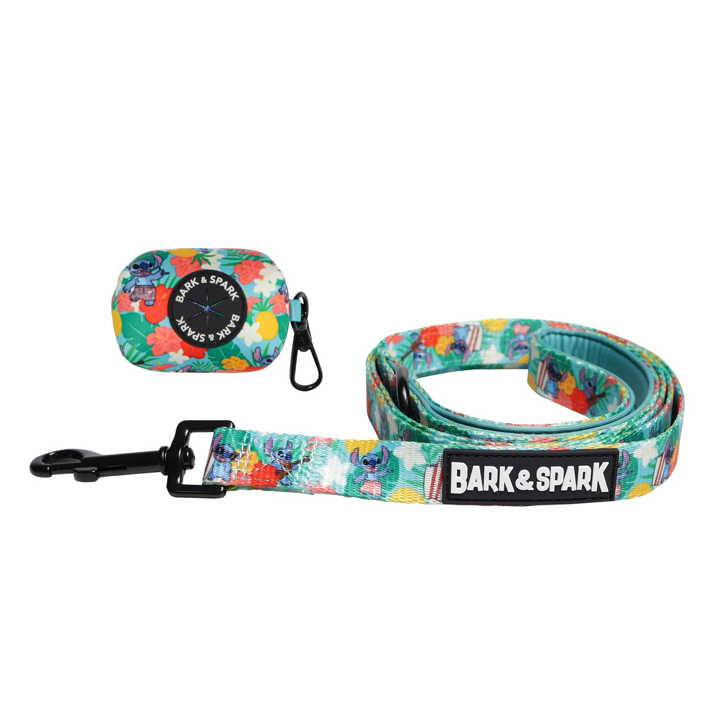 Official Disney Lilo & Stitch (Hawaiian Vibes) Dog Leash and Poop Bag Holder Set