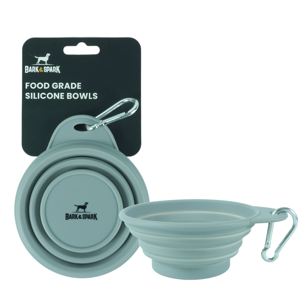 Collapsible Silicone Dog Bowl - Gray
