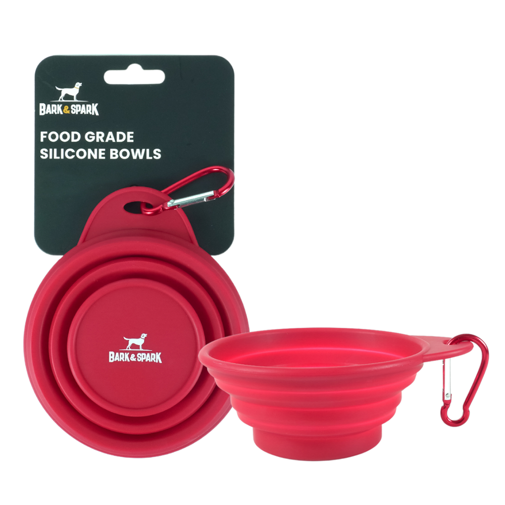 Collapsible Silicone Dog Bowl - Red